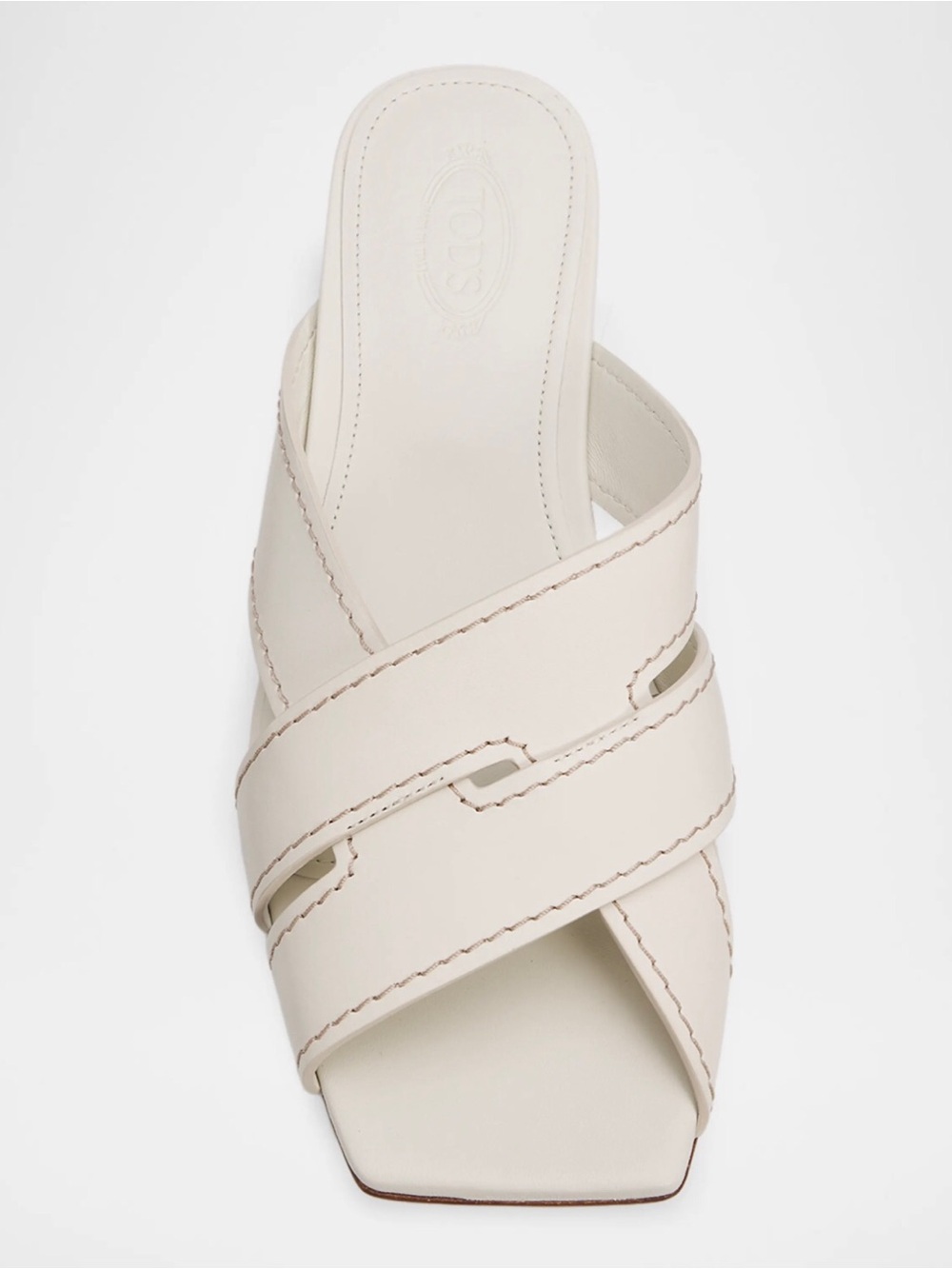 Tod's T-Strap Leather Flat Slide Sandals